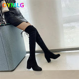 autumn winter new over-the-knee boots, women's thick-heeled thin boots, high-heeled high-heeled elastic boots, long