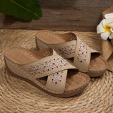Summer New Women's Slope And Thick-Soled Slippers Large-Size Fish Mouth Leisure Thick-Soled Beach
