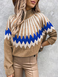 Tops 2022 Women Autumn Winter New Printing High Collar Long Sleeve Sweater Loose Casual Knitting Pullover Dress