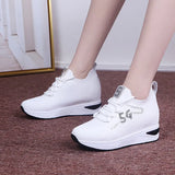 Increase White Women Shoes 2022 Spring Mesh Breathable Sport Casual Shoes Women Wedge Platform Shoes Zapatos De