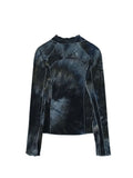 Spliced Streetwear Bodycon T Shirt Women Long Sleeve Stand Collar Gothic 2023 Spring Fashion Pullover Tees Tops