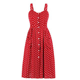 Retro Vintage Polka Dot Lapel Shirt Dress Spaghetti Straps Leisure Work Slim Midi Tunic Beach Sundress 2022