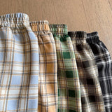 Fashion Warm Plush Pants Thick Plaid Women Winter Casual Loose Wide Leg Trousers Korean Streetwear Straight Student
