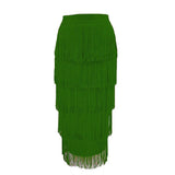 Women Bandage Skirts New Tassel Sexy Elegant Party Evening Long Skirts Fashion Woman 2021 Black