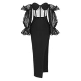 Strapless Bandages Dress 2022 New Summer Autumn Women Long Sleeve Clothes Club Celebrity Party