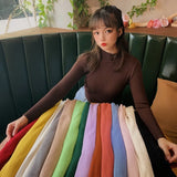 Harajuku Half High Collar Y2k Knitted Sweaters Women Autumn Winter Solid Colors Slim Pullovers Female Casual Korean