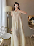 Pleated Party Dress Women's 2023 Summer New French Sleeveless Slim Ruffle