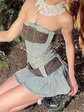 denim mini dress with a narrow
