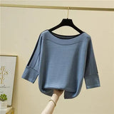 Fashion Women Tops Knitted Solid Blouse Ice Silk Pullover Short Sleeve Loose Thin Tops Women's Clothing New Clothes