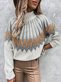 Tops 2022 Women Autumn Winter New Printing High Collar Long Sleeve Sweater Loose Casual Knitting Pullover Dress