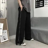 straight print women's pants Korean version ins elastic waist loose wide-leg mopping pants street hip-hop ulzzang
