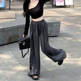 Cotton Linen Wide Leg Pants Women Streetwear High Waist Casual Full Length Y2K Korean Loose All Match Straight