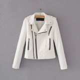Women Spring Autumn Faux Leather Jackets Lady Motorcyle Zipper Biker Blue Coat Outerwear Plus Size Za Jacket Female