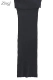 Off Shoulder Knitted Dresses For Women Striped Midi Bodycon Dress Women Black White Sexy Long Dress Woman Summer