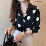 Women Polka Dot V-neck Chiffon Designed Ins Plus Size 4XL Simple All-match Elegant Streetwear Office Ladies Chic
