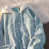 new American retro letter embroidery jackets coats women's street casual trend hooded baseball uniform couple loose