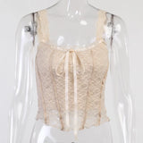 Y2K Vintage Cute Black Lace Bustier Top Egirl Streetwear Backless Spaghetti Strap Cropped Tanks Sexy Outfits