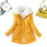 Winter Cotton Coat Women Slim Snow Outwear Medium-long Wadded Jacket Thick Cotton Padded Warm Cotton