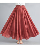 Women's Literature And Art Large Cotton Tamples Skirt Tight Waist A-Shaped Skirt Long Solid National Style Skirt 24