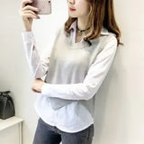 and Autumn Solid Color V-neck Short Wave Edge Edge Sleeveless Knitted Bottoming Sweater Vest Pullover and White
