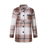 Women Oversize Jacket Winter Fleece Coat Vintage Plaid Top Long Sleeve Outerwear All Match Thick Shirt Fall Warm Ins Jacket