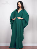 Multicolor V-neck Batwing Sleeve Plus Size Loose Maxi Dress For Women Summer Beach Wear Kaftan Long Bathing Dresses
