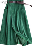 Women Casual Skirts 2023 Spring And Autumn Solid High Waist Irregular Pockets Midi Skirts Fashion Simple Elegant Saia