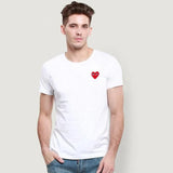 Summer Men Women T-shirt Heart Eyes Round Neck Short-sleeved Cotton Solid T-shirts Couples Casual Pullover T
