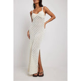 Summer New Holiday Style Knitted Dress Women's Sling Skirt Side Open-Back Hollow Pattern Knitted