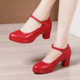6Cm Silver Heeled Show Shoes Thick-Singing Leather Shoes Thick-Soled Model Single-Shoe Large-Size Working
