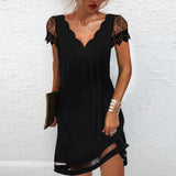 Sexy Elegant Fashion Party Dresses Women V-neck Floral Print Short Sleeve Lace Mini Dress Oversized Vestido Feminino
