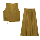 New Women's Wrinkles Effect Short Vest Half-Dress Dress