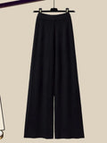 Winter Thick Knit Two Piece Sets Women Outfits Ladies Elegant Twist Knitted Sweater And Wide Leg Pant Sets Women