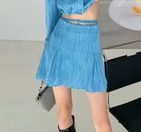 Texture Designer Two Piece Sets Womens Outifits Bandage Crop Top Skirt Suits High Fashion Autumn 2 Piece Set