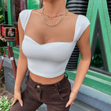 Short Sleeve Ribbed Crop TopOutfit
