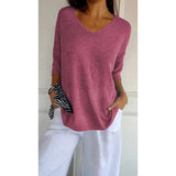Casual Sweater Basic Thin V-Neck Seven-Sleeve Solid Female Bottoming Shirt Ice Cream