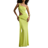 Summer Sexy Shoulder-To-Shoulder-Back Tective Dress Stylish Solid-Colored Strap-Nrinking Folding