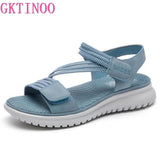 2021 New Women Sandals Platform leather Ladies Sandals Comfortable Flat Sandals Open Toe Beach Shoes Woman