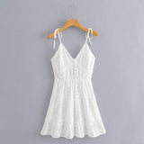 Queens Elegant Women Solid White Sleeveless Beach Bohemian Mini Dresses Ladies Strapless Cotton Boho Dress