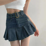 Hot Girl Denim Skirt Women Pleated Skirt Y2k New Summer Fashion Casual High Waist Slim Goth Mini A Word Short Skirt