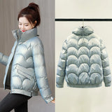 Women Winter Jacket Thick Stand Collar Warm Short Parkas Women Winter Coat Elegant Shiny Cotton Padded Jackets