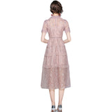 Clothes Lace Dress Elegant Outfits For Women 2022 New Casual Short Sleeve Medium Evening Parties Lapel Long