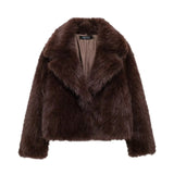 Brown Faux Fur Coat Jacket- Outfit