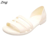 Women Summer Flat Sandals 2023 Open-Toed Slides Slippers Candy Color Casual Beach Outdoot Female Ladies Jelly