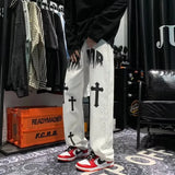 Street Cross High Street Leisure Loose Hip-Hop White Pants Jeans Men's Ins