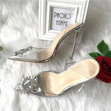 PVC pointed toe 12cm high heel Slingback high-heeled shoes women's shoes party wedding 10cm 8cm SJ020