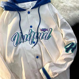 new American retro letter embroidery jackets coats women's street casual trend hooded baseball uniform couple loose