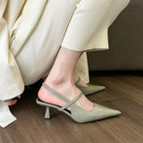 Temperament Pear Green Pointed Head Behind The Empty Stumbling Sandals Women 2025 New Gentle High Heel Single