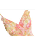 Women Sexy Backless V-Neck Floral Print Suspender Dress Fashion French Elegant Holiday Party Club Sweet Mini Dress 2023