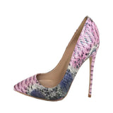 Pointed Toe Women Pumps Lady Wedding Party Shoes PU Leather Snakes Party High Heels YG006